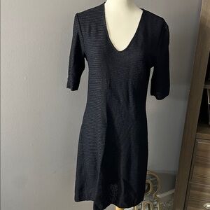 St. John Sport Black Knit Short Sleeve Dress Sz 6